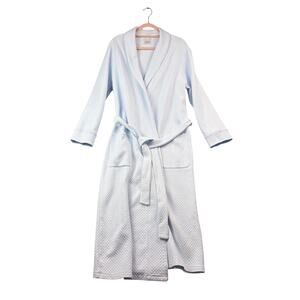 Carmen Von Glaser Luxury Robe Large Baby Blue Pima Cotton Satin Long Belted